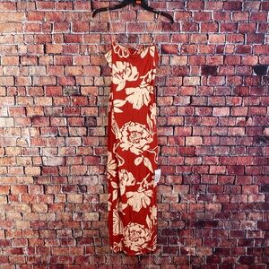 ASOS DESIGN cami strappy maxi dress with side split in red floral print